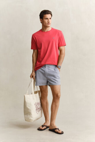 Fitted Seersucker Swim Shorts