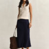 Flared Linen Blend Skirt