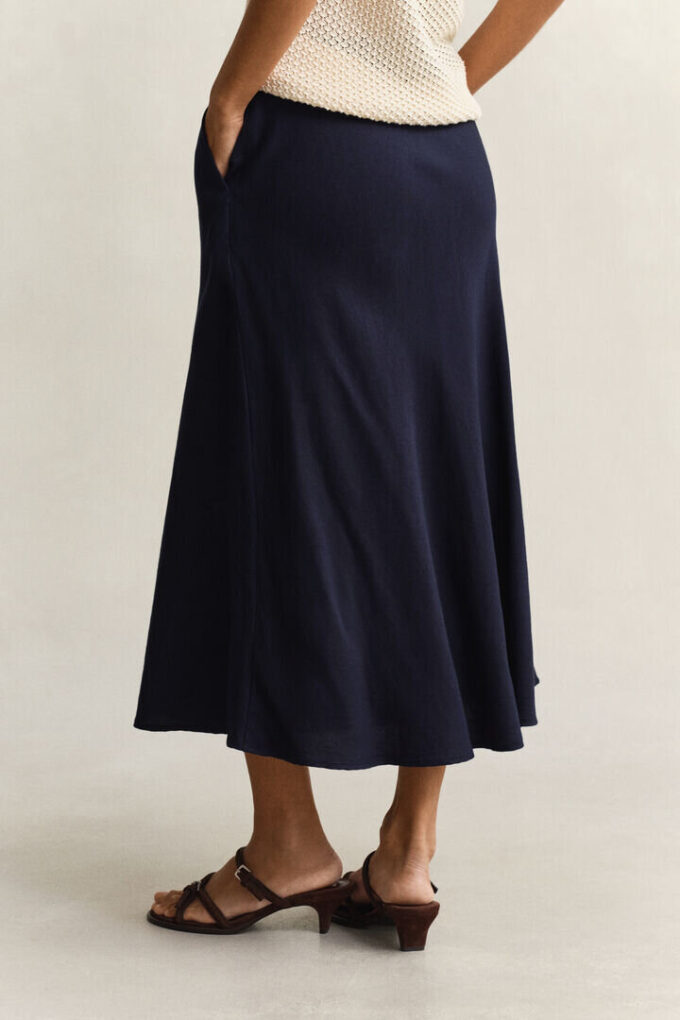 Flared Linen Blend Skirt