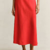 Flared Linen Blend Skirt