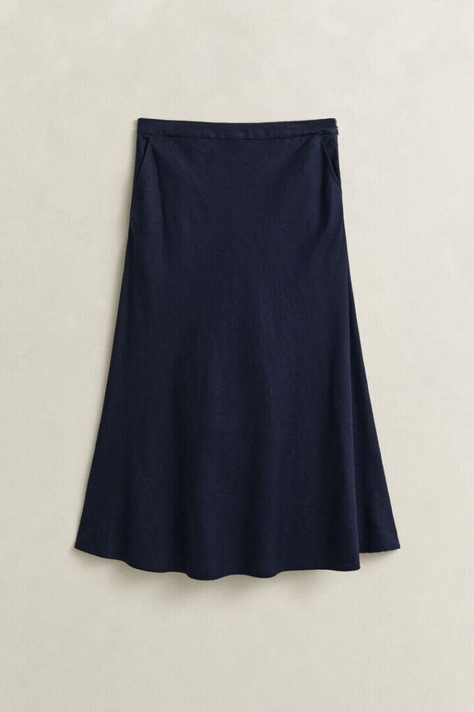Flared Linen Blend Skirt