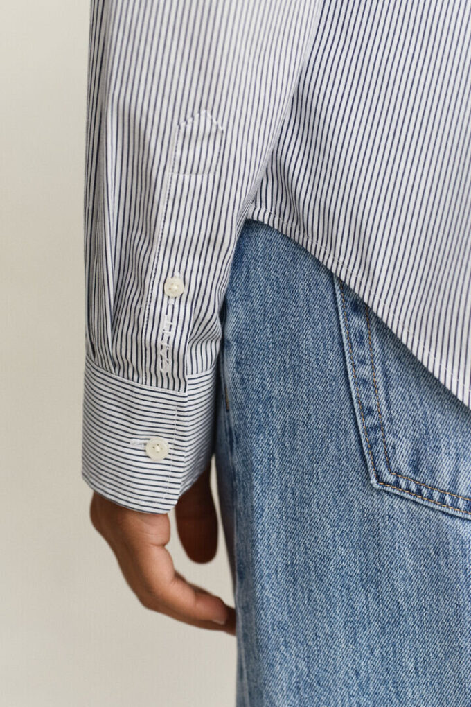 Frilly Striped Cotton Shirt