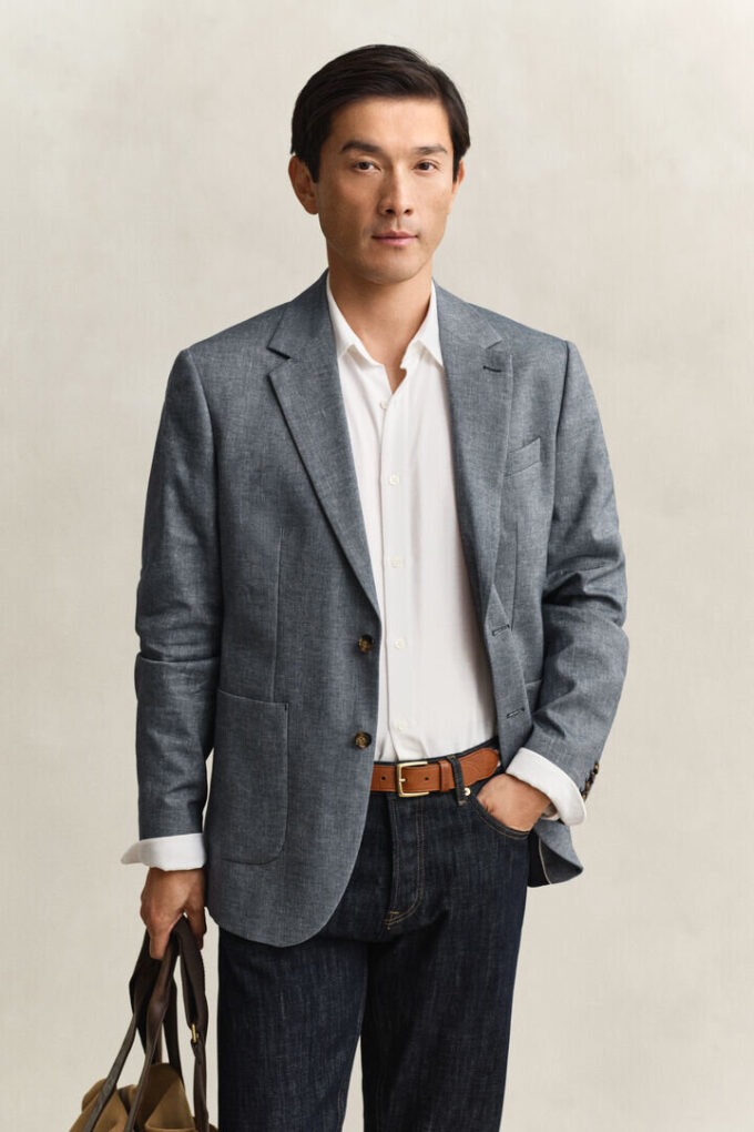 Indigo Herringbone Suit Jacket