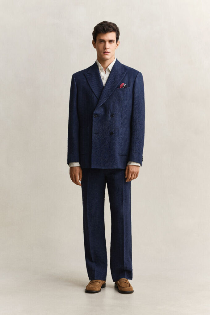 Indigo Seersucker Suit Jacket