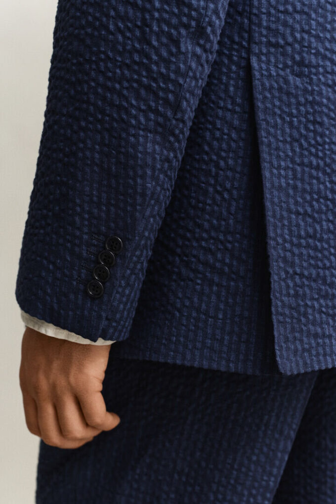 Indigo Seersucker Suit Jacket