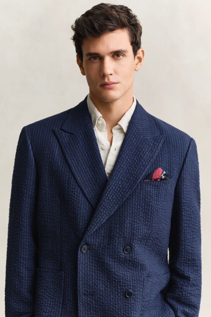 Indigo Seersucker Suit Jacket