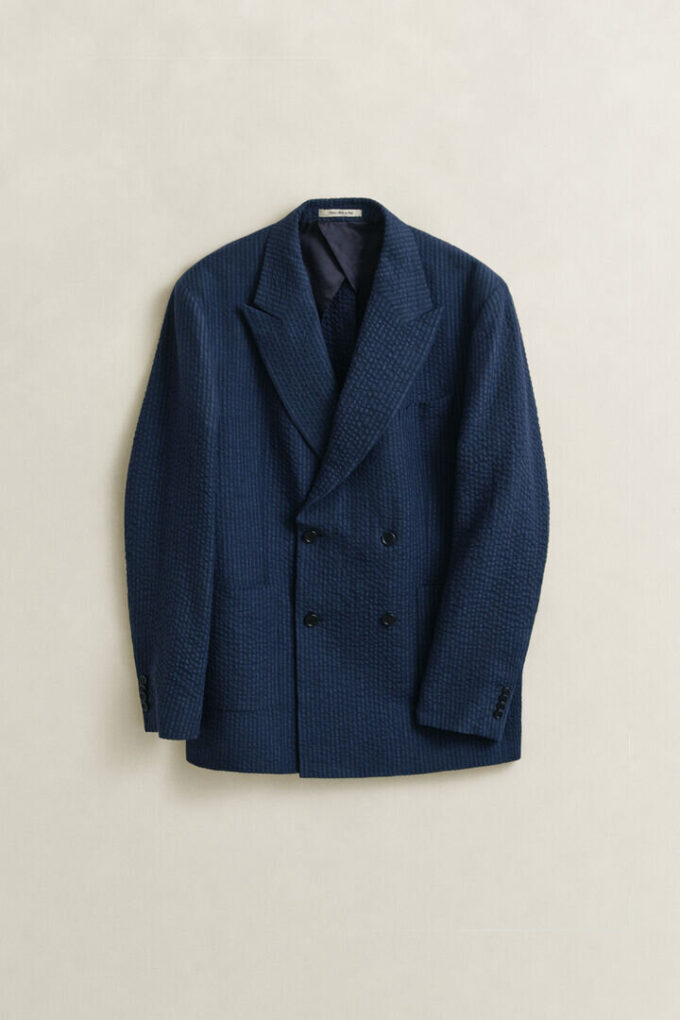 Indigo Seersucker Suit Jacket