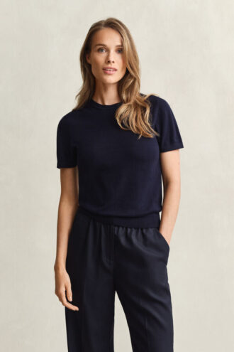 Lightweight Knit Short Sleeve Crew Neck Sweater
