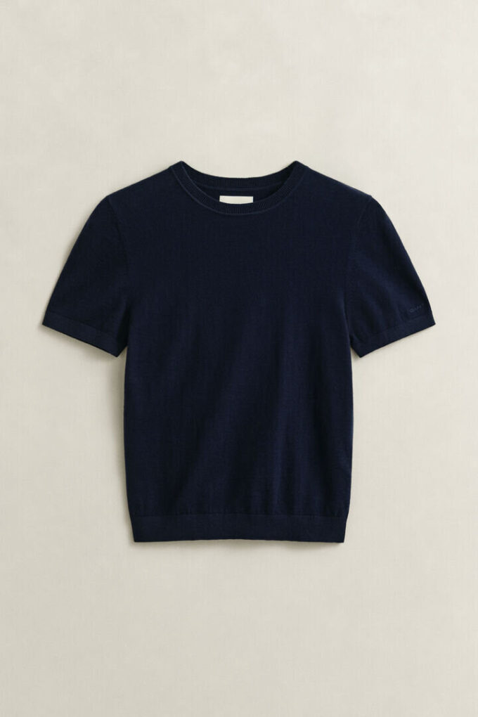 Lightweight Knit Short Sleeve Crew Neck Sweater