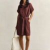 Linen Cap Sleeve Shirt Dress