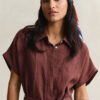 Linen Cap Sleeve Shirt Dress