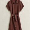 Linen Cap Sleeve Shirt Dress