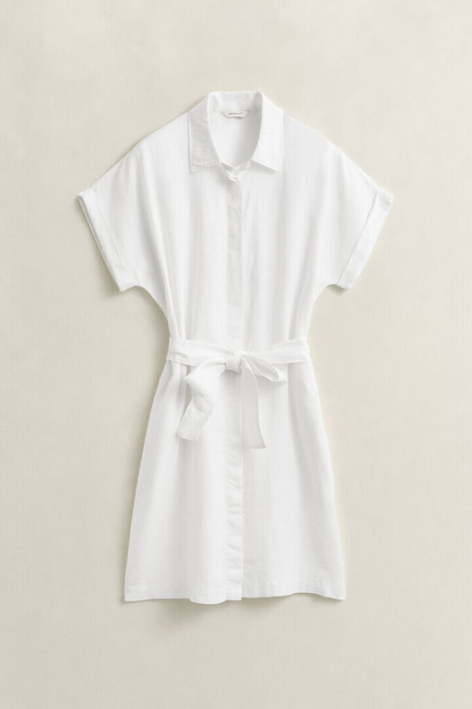 Linen Cap Sleeve Shirt Dress