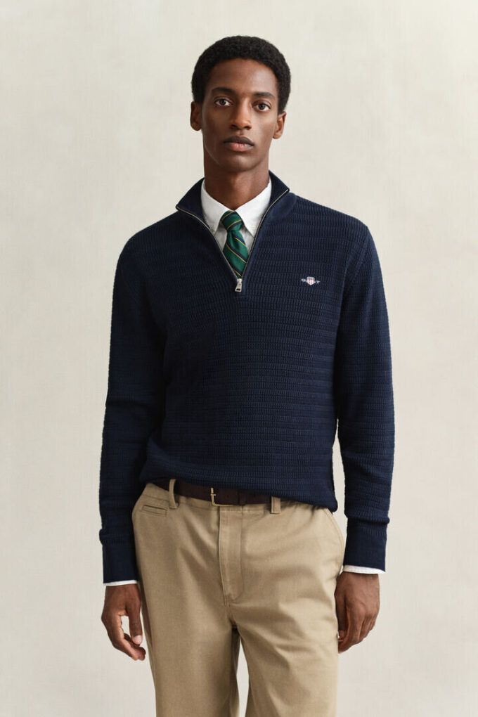 Mini Cable Knit Half-Zip Sweater