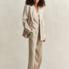 Pinstriped Linen Blend Blazer