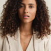 Pinstriped Linen Blend Blazer
