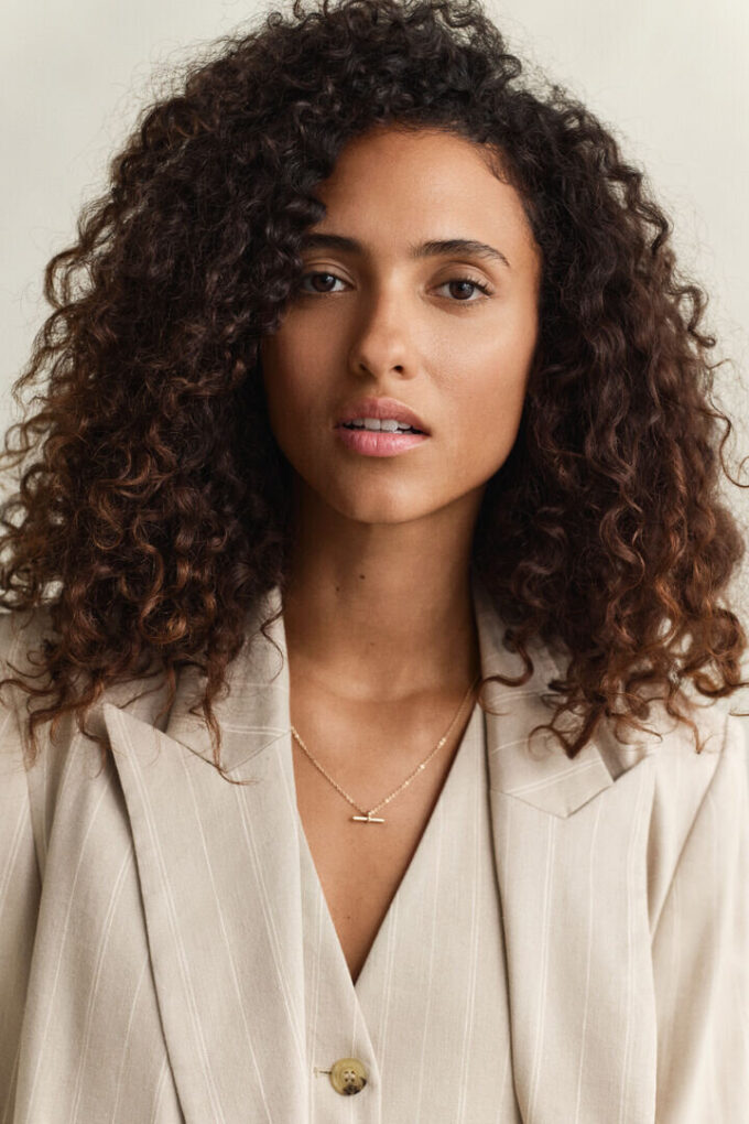 Pinstriped Linen Blend Blazer
