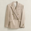 Pinstriped Linen Blend Blazer