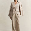 Pinstriped Linen Blend Vest