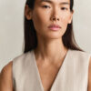 Pinstriped Linen Blend Vest