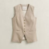 Pinstriped Linen Blend Vest