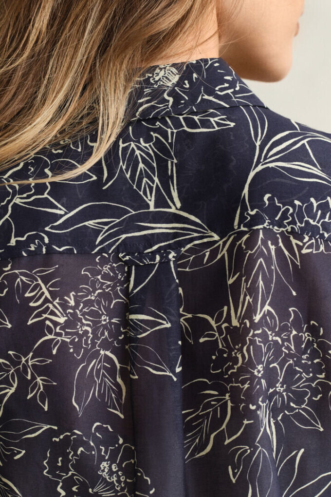 Regular Fit Floral Print Cotton Silk Shirt