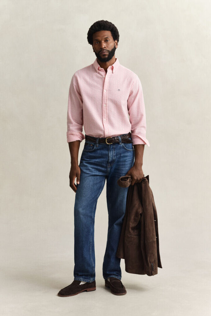 Regular Fit Striped Seersucker Shirt