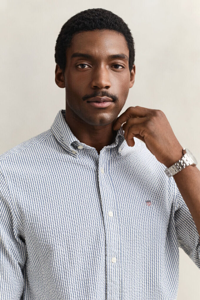 Regular Fit Striped Seersucker Shirt