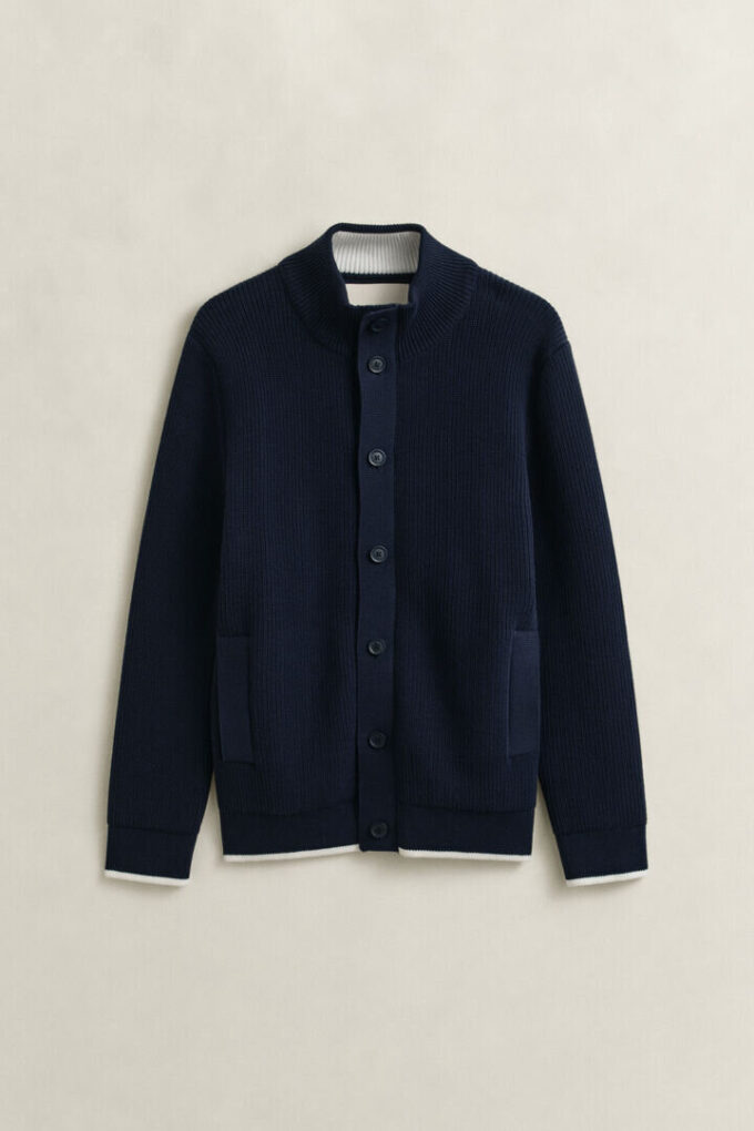 Ribbed Buttoned Cardigan