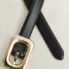 Rounded Buckle Leather Belt