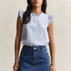 Ruffled Striped Cotton Blouse