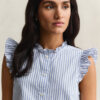 Ruffled Striped Cotton Blouse