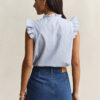 Ruffled Striped Cotton Blouse