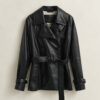 Short Leather Trench Coat