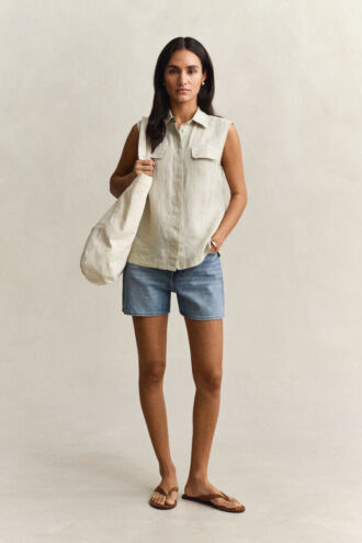 Sleeveless Linen Shirt