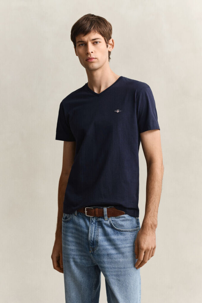 Slim Fit Shield V-Neck T-Shirt