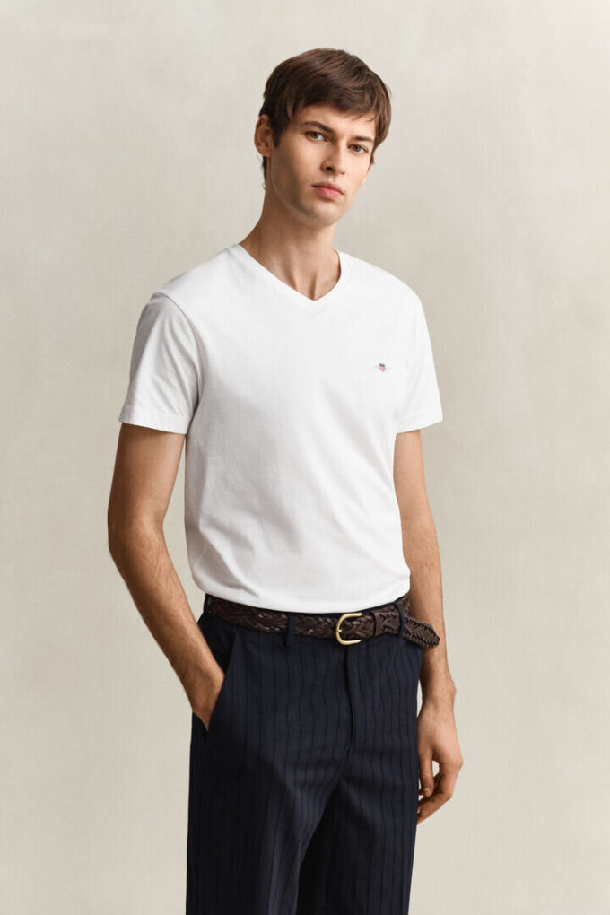 Slim Fit Shield V-Neck T-Shirt