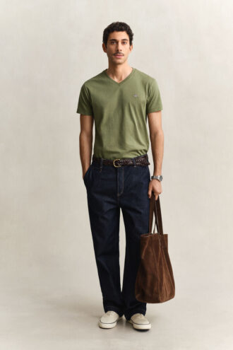 Slim Fit Shield V-Neck T-Shirt
