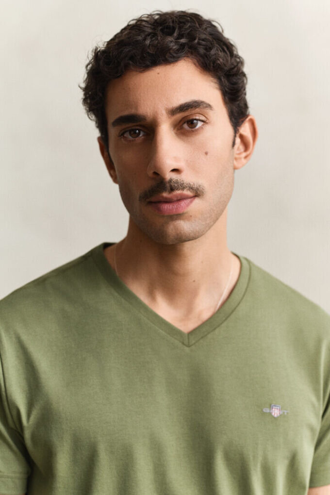 Slim Fit Shield V-Neck T-Shirt