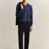 Slub Cotton Blend Polo Sweater