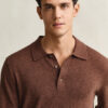Slub Cotton Blend Polo Sweater
