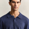Slub Cotton Blend Polo Sweater