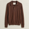 Slub Cotton Blend Polo Sweater