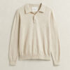 Slub Cotton Blend Polo Sweater