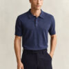 Slub Cotton Blend Short Sleeve Polo Sweater