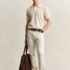 Slub Cotton Blend Short Sleeve Polo Sweater