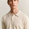 Slub Cotton Blend Short Sleeve Polo Sweater