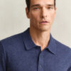 Slub Cotton Blend Short Sleeve Polo Sweater