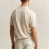 Slub Cotton Blend Short Sleeve Polo Sweater