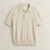 Slub Cotton Blend Short Sleeve Polo Sweater